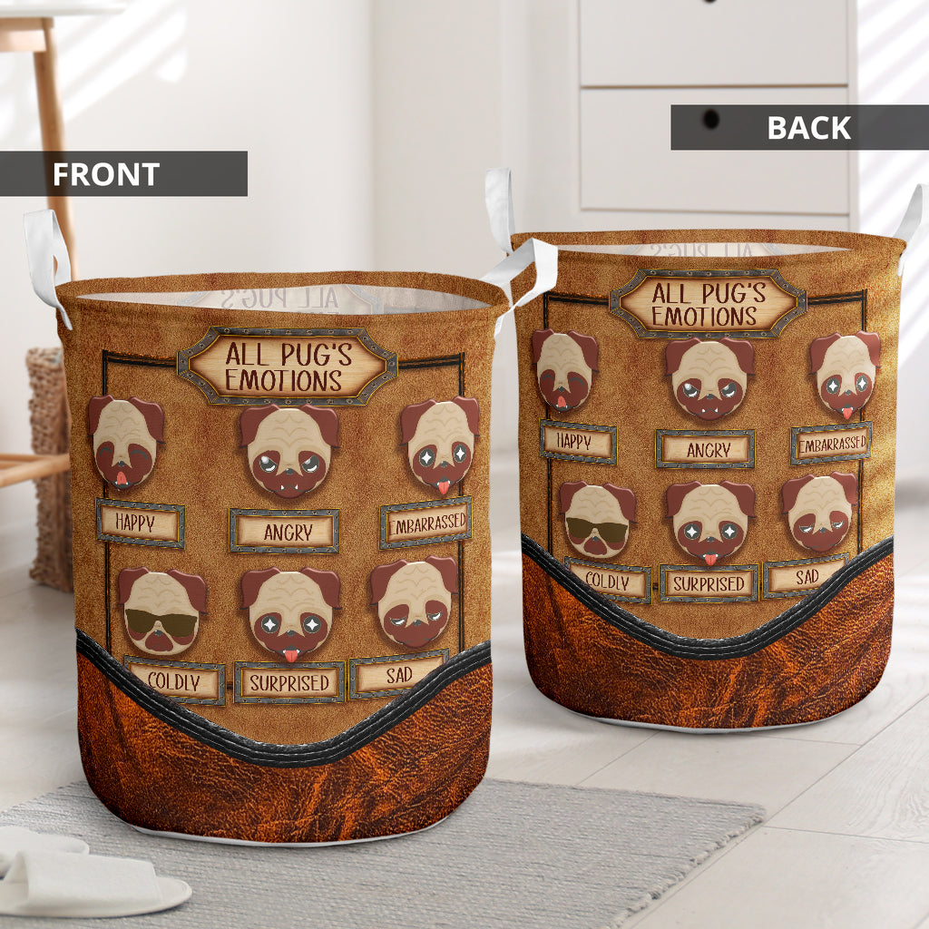 Pug Emotions - Laundry Basket - Owls Matrix LTD