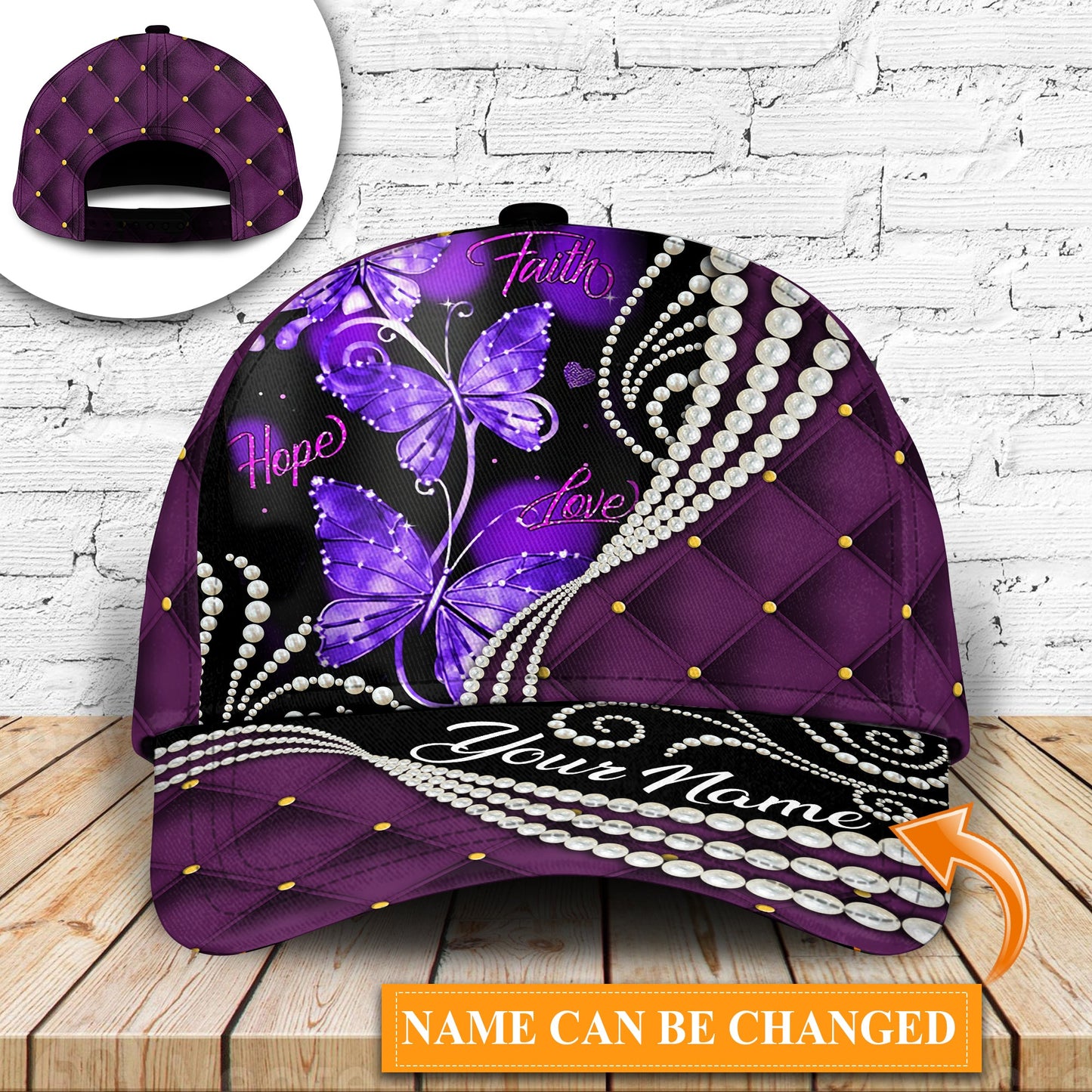 Purple Butterfly Faith Hope Love – Classic Cap