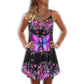 Purple Butterfly Flower Love – Women's Summer Sleeveless V-Neck Camisole Dress