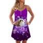 Shih Tzu Purple Rose Butterfly – Women's Summer Sleeveless V-Neck Camisole Dress