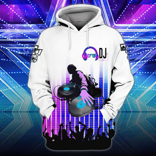 Purple White Dj Art – 3D Hoodie