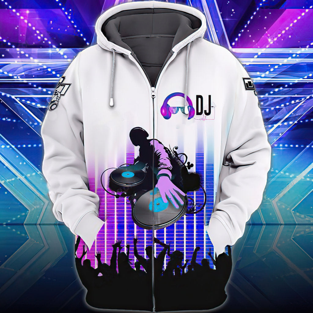 Purple White Dj Art – 3D Hoodie