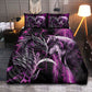Purple Dragon And Wolf Fantasy Bedding Cover For Fantasy Bedroom Decor