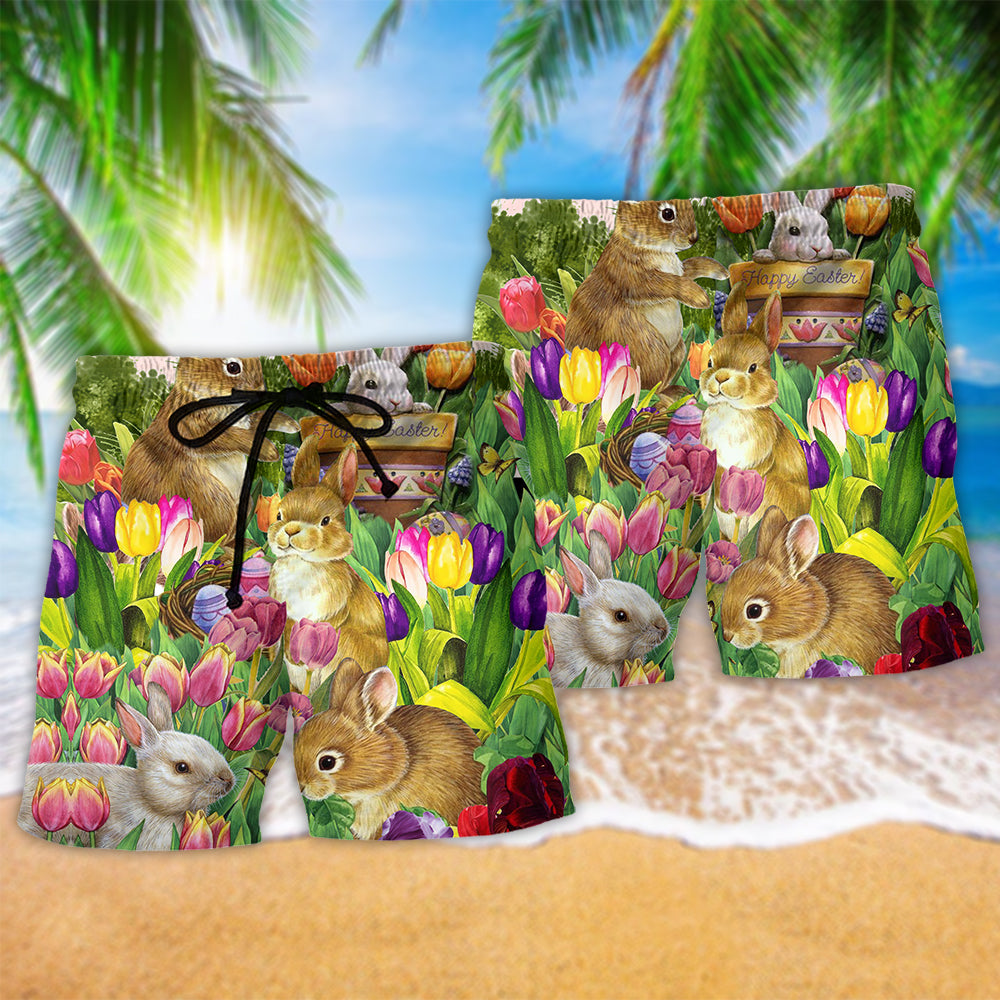 Easter Rabbit Tulip Garden Dream Art – Beach Short