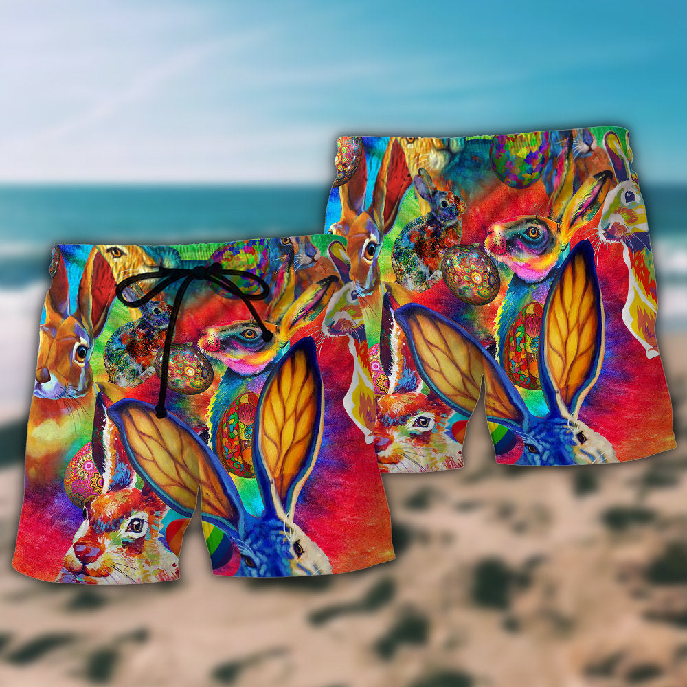 Colorful Easter Rabbit Art – Beach Short