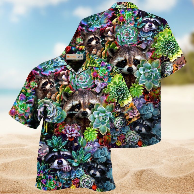Raccoon Succulent Edition – Hawaiian Shirt