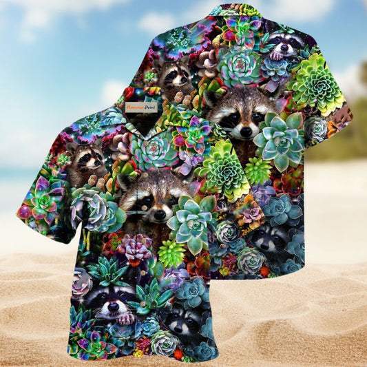 Raccoon Succulent Edition – Hawaiian Shirt