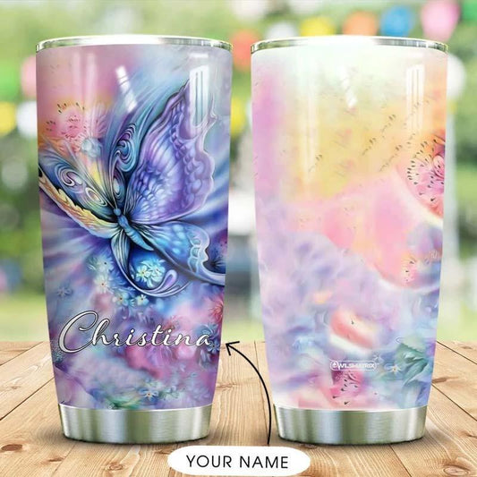 Butterfly Rainbow Personalized 20 Oz Tumbler