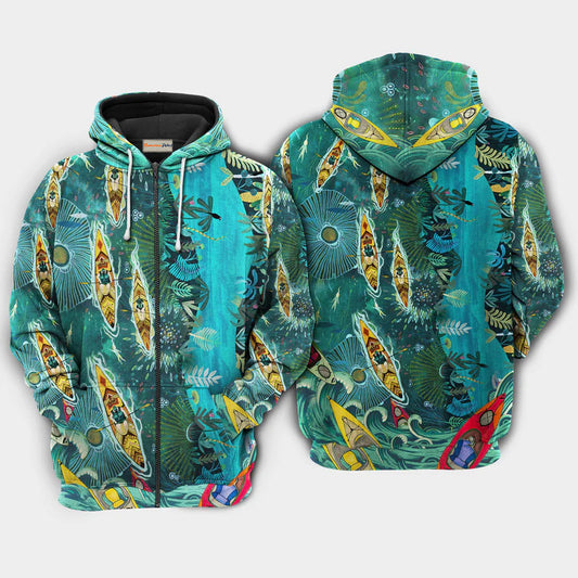 Rather Be Kayaking Quote Art – 3D Hoodie
