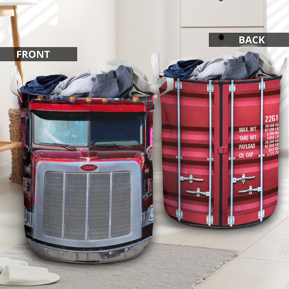 Red truck for life - Laundry basket - LAUB06NGC260222-Owls Matrix