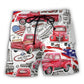 Red Truck US Flag Independence Day - Beach Short