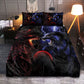 Red And Blue Dragon And Wolf Fantasy Bedding Cover For Fantasy Bedroom Decor