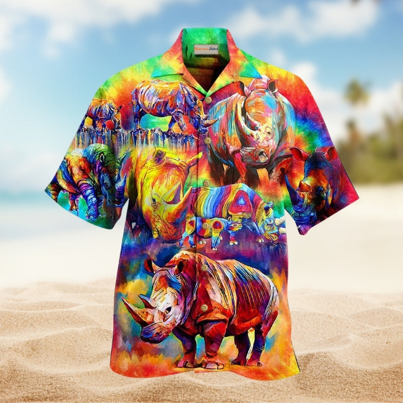 Rhino Painting Style Limited Edition – Hawaiian Shirt
