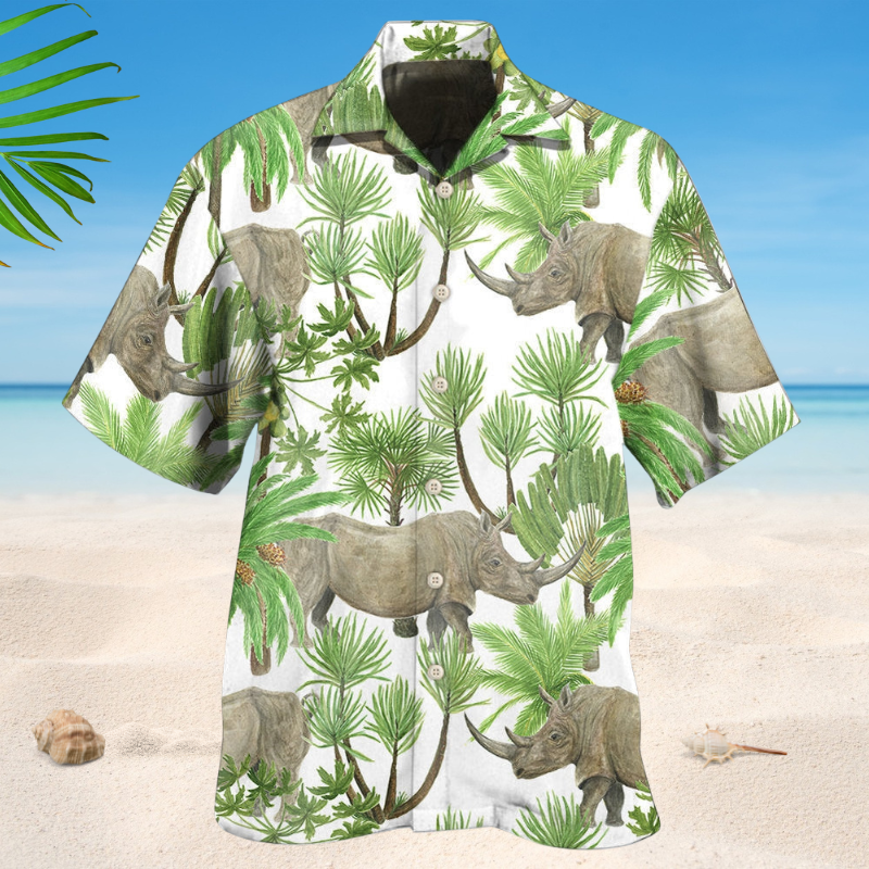 Rhino Tropical Leaf Style – Hawaiian Shirt