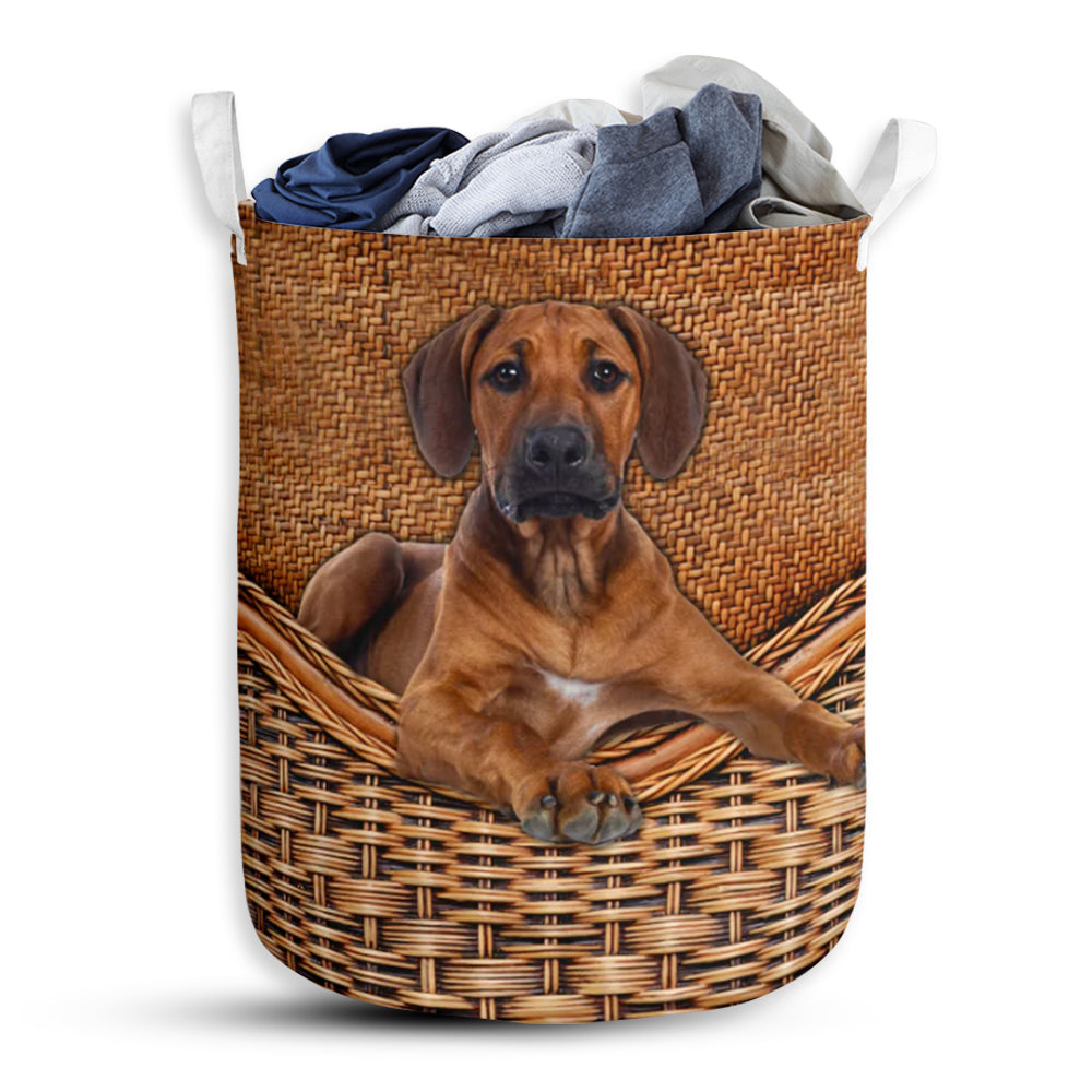 Rhodesian Ridgeback Dog Rattan Teaxture - Laundry Basket - Owls Matrix LTD