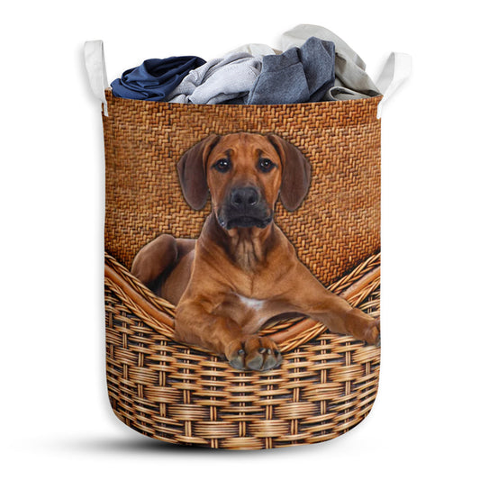 Rhodesian Ridgeback Dog Rattan Teaxture - Laundry Basket - Owls Matrix LTD