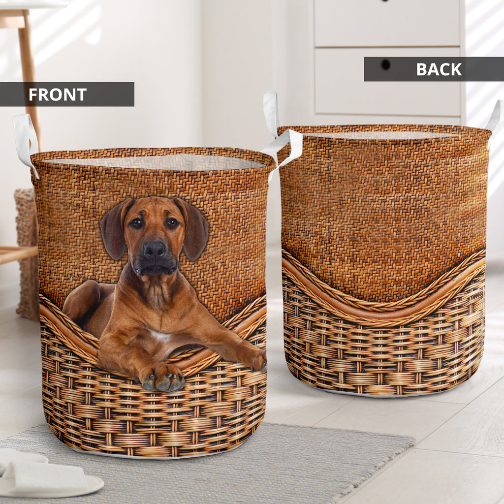 Rhodesian Ridgeback Dog Rattan Teaxture - Laundry Basket - Owls Matrix LTD