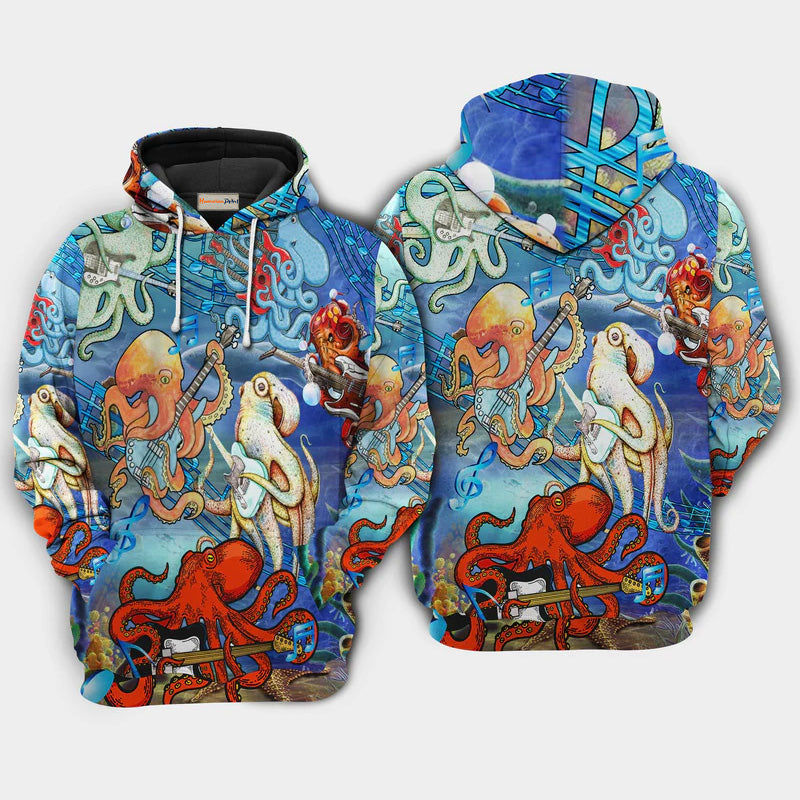 Rocktopus Octopus Music Art – 3D Hoodie
