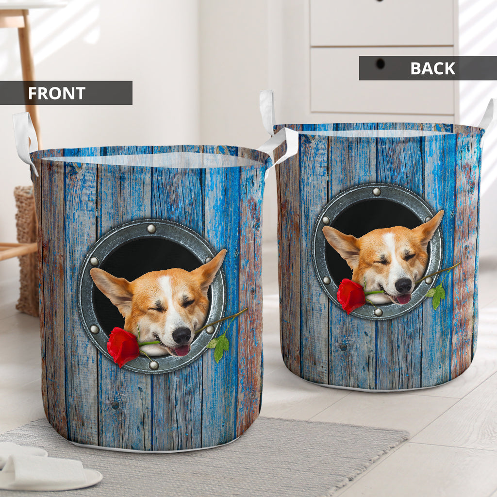 Romantic Corgi - Laundry Basket - Owls Matrix LTD