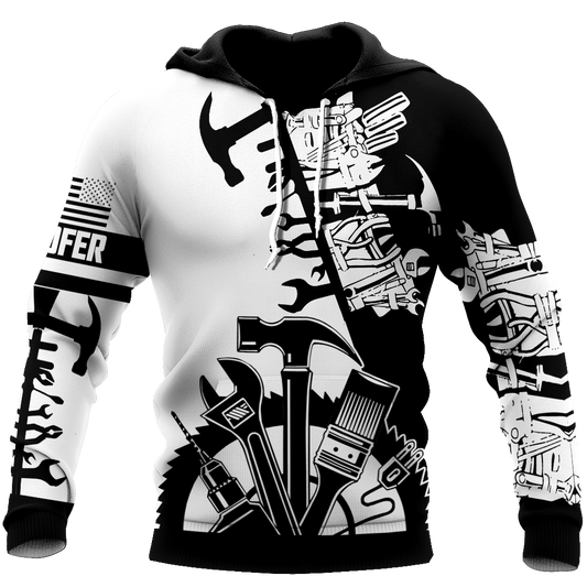Roofer Black And White Art – 3D Hoodie