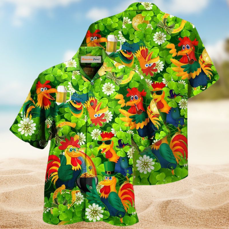 Rooster Luck Shamrock Edition – Hawaiian Shirt
