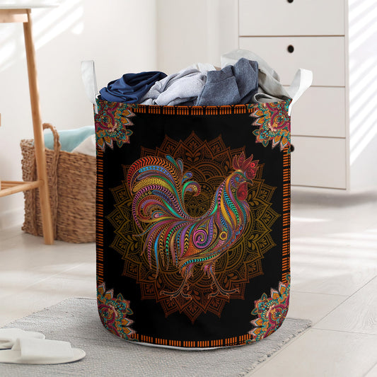 Rooster mandala basic style - Laundry basket - LAUB04LIN230222-Owls Matrix