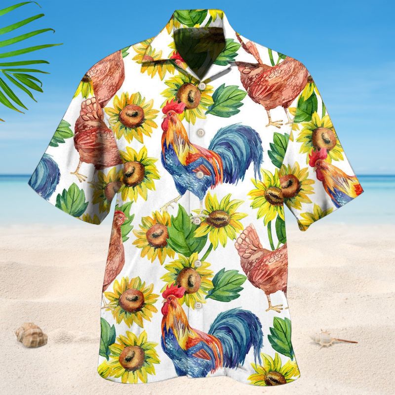 Rooster And Hen Sunflower Style – Hawaiian Shirt