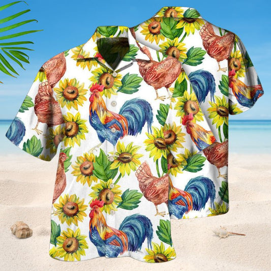 Rooster And Hen Sunflower Style – Hawaiian Shirt