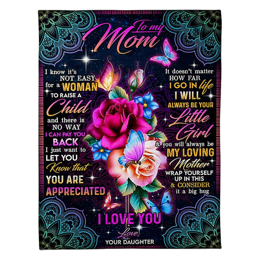 Rose I Love You With All My Heart My Loving Mother 50 x 60 Inch Flannel Blanket For Cozy Bedroom And Sofa Decor