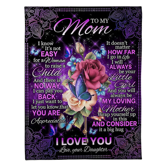 Rose Lifelong Mother Love 50 x 60 Inch Flannel Blanket For Cozy Bedroom And Sofa Decor