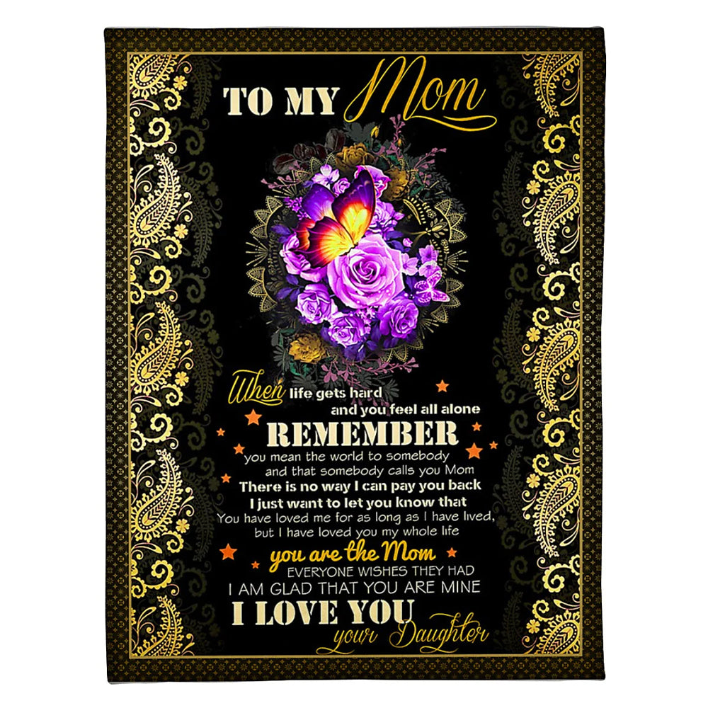 Rose To My Mom Rose Butterfly When Life 50 x 60 Inch Flannel Blanket For Cozy Bedroom And Sofa Decor