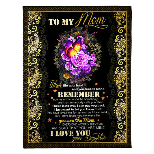 Rose To My Mom Rose Butterfly When Life 50 x 60 Inch Flannel Blanket For Cozy Bedroom And Sofa Decor