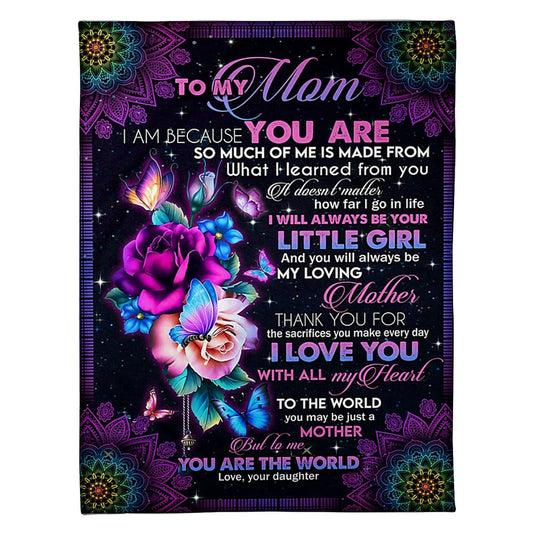 Rose Beloved Mother Message 50 x 60 Inch Flannel Blanket For Cozy Bedroom And Sofa Decor