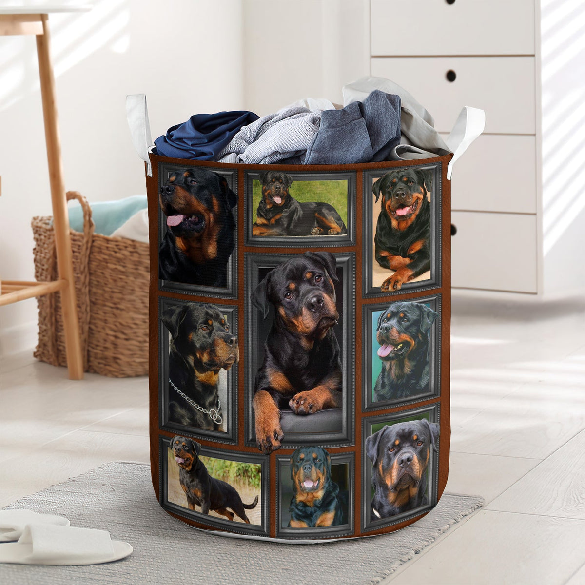 Cute Rottweiler is relaxing - Laundry basket - LAUB03LIN280222-Owls Matrix