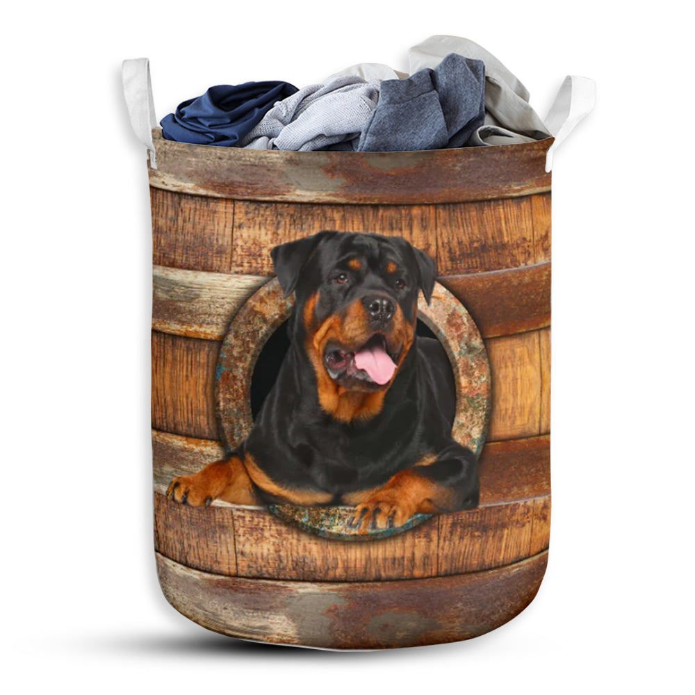 Rottweiler Wood Vintage Style - Laundry Basket - Owls Matrix LTD