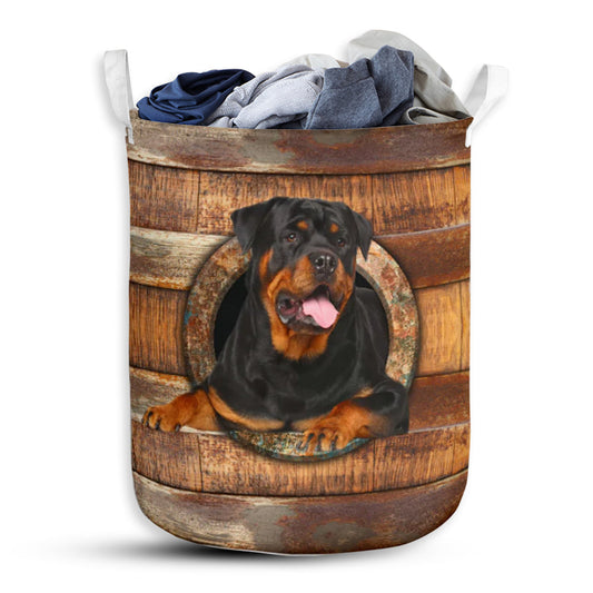 Rottweiler Wood Vintage Style - Laundry Basket - Owls Matrix LTD