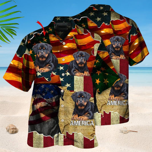 Rottweiler America Sunset Photo Style – Hawaiian Shirt