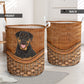 Rottweiler Dog Rattan Teaxture - Laundry Basket - Owls Matrix LTD