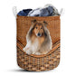 S: 17.72”x13.78” (45x35 cm) Rough Collie Dog Rattan Teaxture - Laundry Basket - Owls Matrix LTD