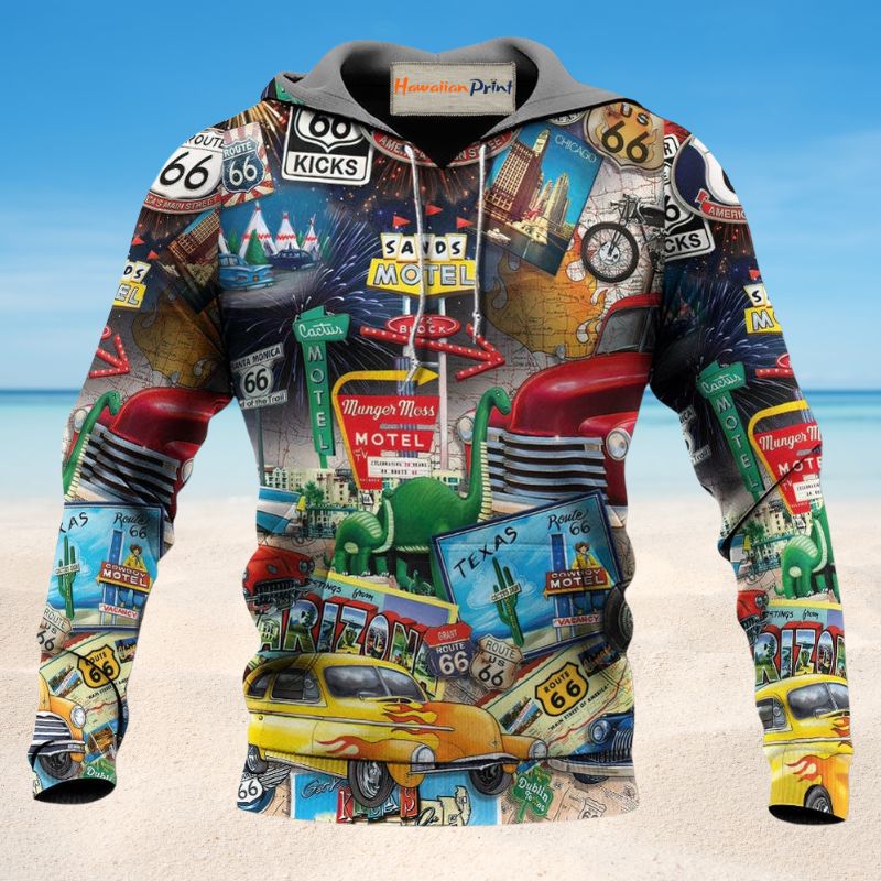 Route 66 Road Trip Puzzle Art - 3D Hoodie