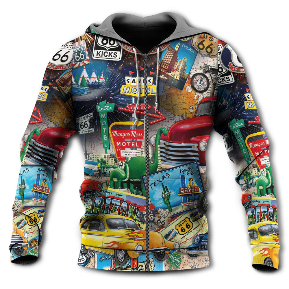 Route 66 Road Trip Puzzle Art - 3D Hoodie