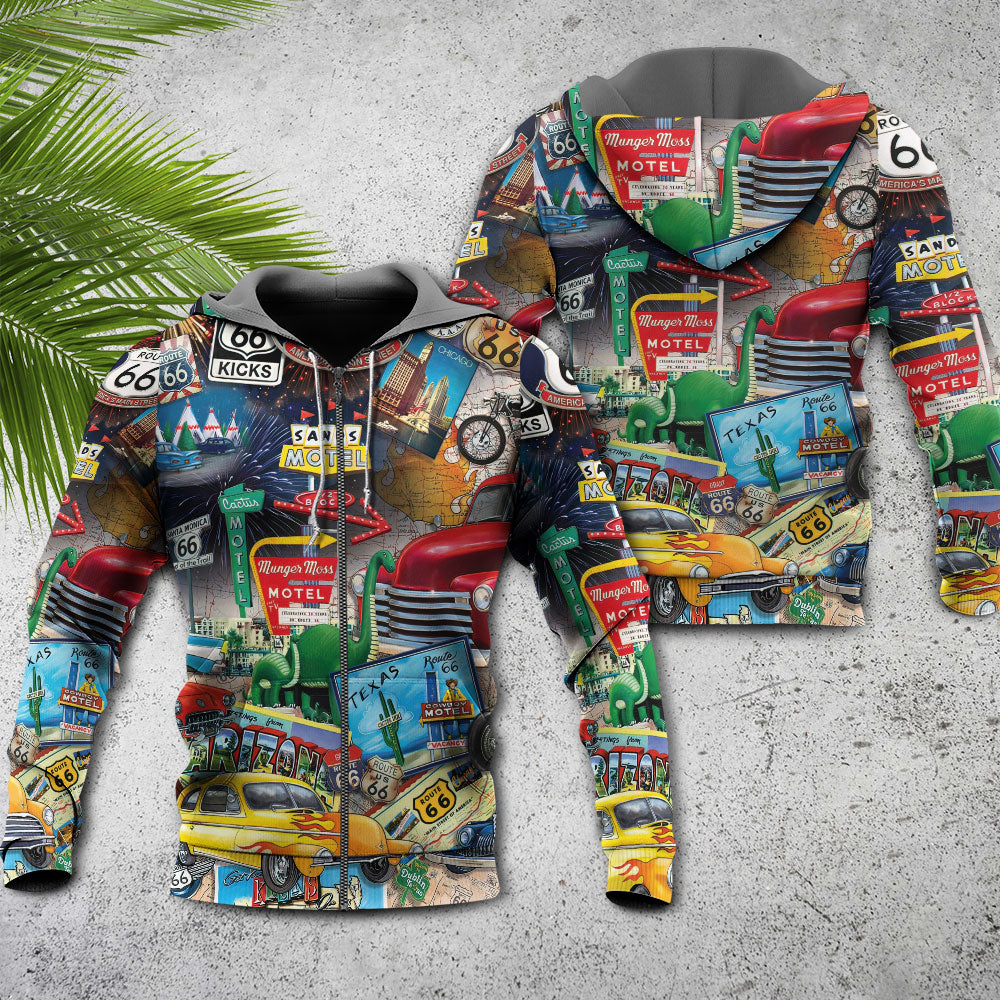 Route 66 Road Trip Puzzle Art - 3D Hoodie