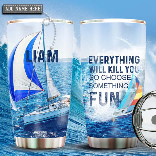 Sailing Adventure Blue Sea Personalized 20 Oz Tumbler