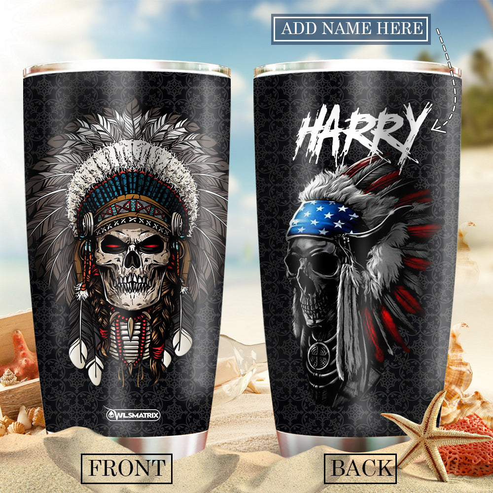 Native American Skull Man Personalized 20 Oz Tumbler