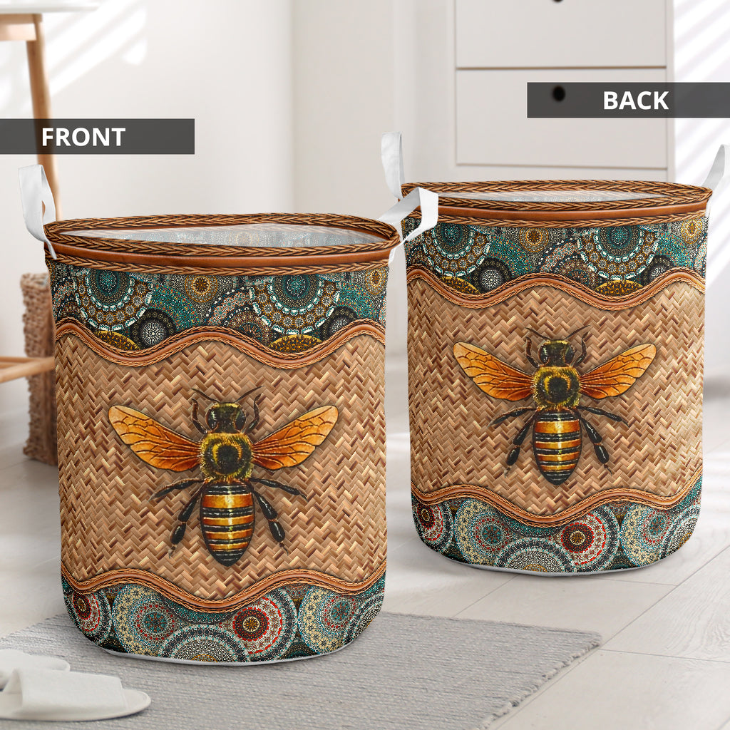 Bee wicker mandala - Laundry basket-Owls Matrix