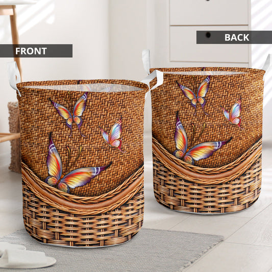 Butterfly brown rattan style - Laundry basket-Owls Matrix