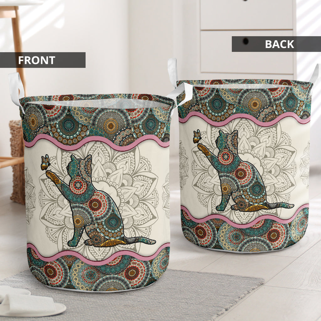 Cat mandala - Laundry basket-Owls Matrix