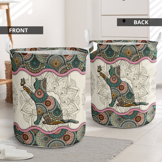 Cat mandala - Laundry basket-Owls Matrix