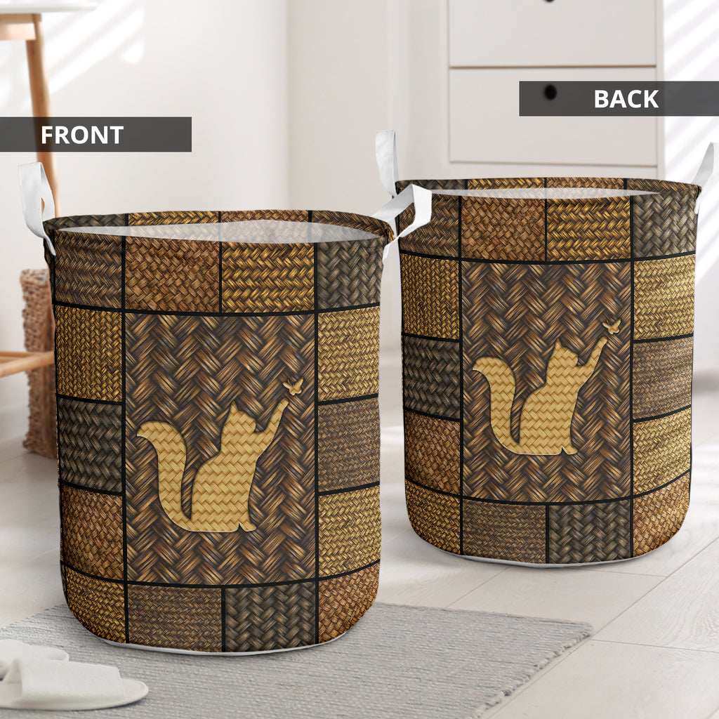A cute cat ratan vintage style - Laundry basket-Owls Matrix