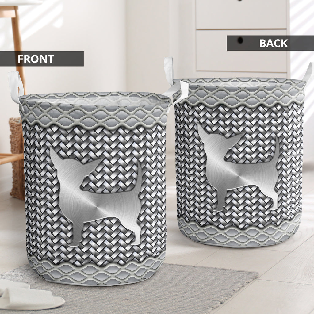 Chihuahua silver wicker - Laundry basket-Owls Matrix